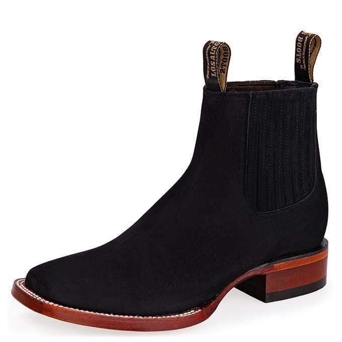 Los Altos Boots LAB-82B6305 – Black Suede Square Toe Charro Boots - Image 2