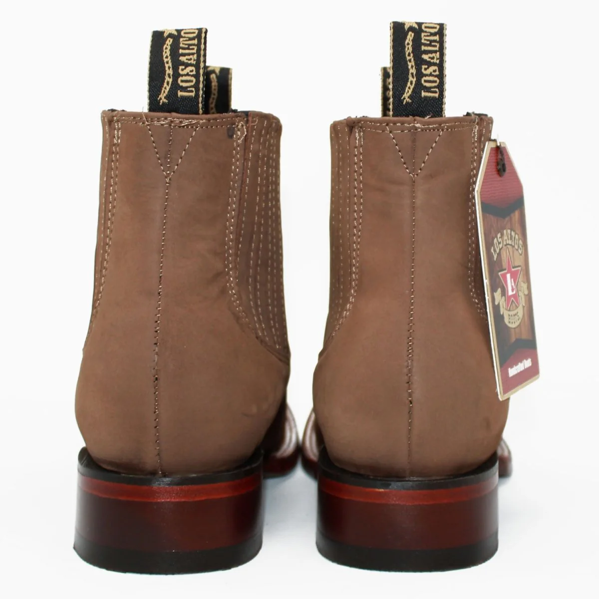 Botines Charros de Gamuza Punta Cuadrada Los Altos Boots Color Taupe  LAB-82B6361 - Image 4