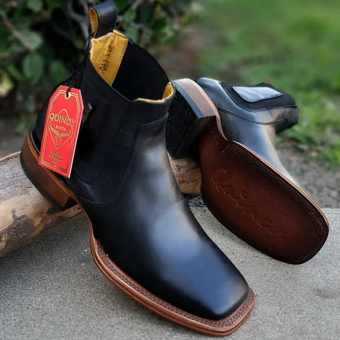 Botines Charros Quincy con Punta Cuadrada Color Negro - Image 3