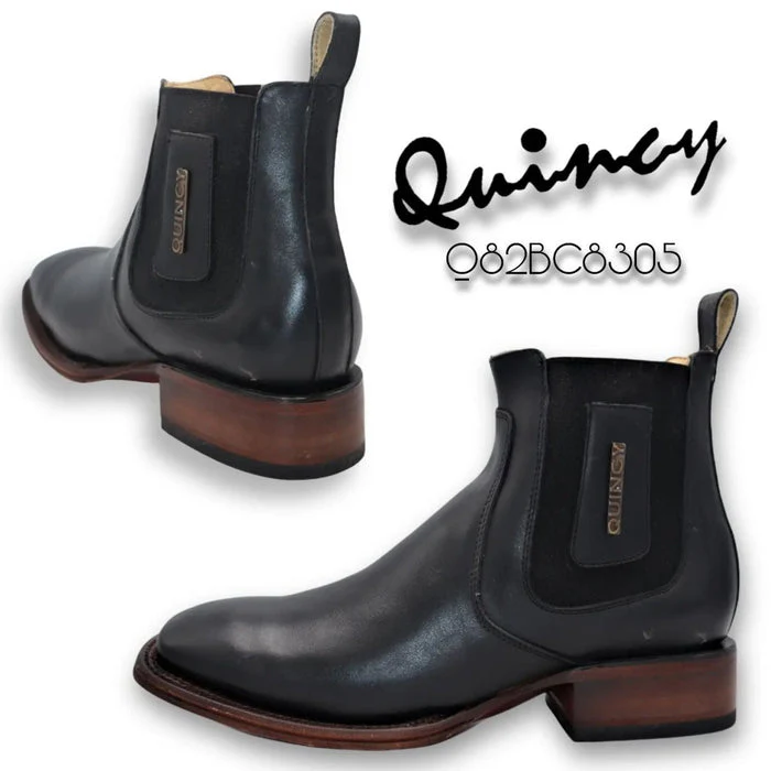 Botines Charros Quincy con Punta Cuadrada Color Negro - Image 4