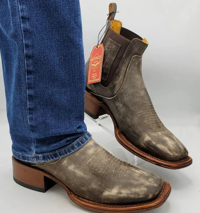 Botin Charro Quincy con Punta Cuadrada Color Cafe Claro - Image 5