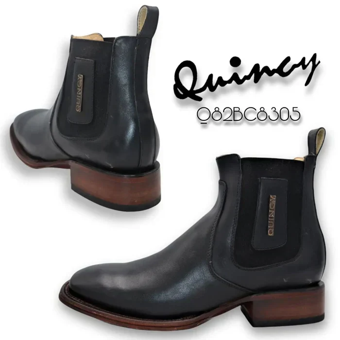 Botines Charros Quincy con Punta Cuadrada Color Negro - Image 4