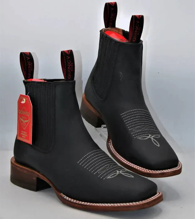Botines Charros Quincy con Punta Cuadrada Color Negro - Image 8