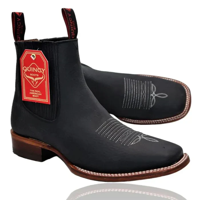 Botines Charros Quincy con Punta Cuadrada Color Negro - Image 9