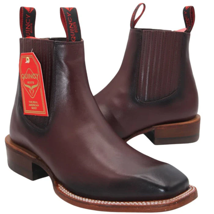 Botines Charros Quincy con Punta Cuadrada Color Vino - Image 3