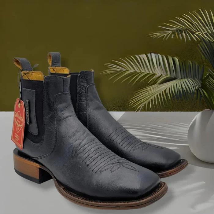 Botines Charros Quincy Cuero Volcano con Punta Cuadrada - Image 4