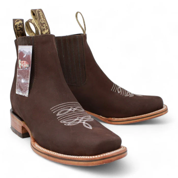 Botines Charros Quincy de Gamuza con Punta Cuadrada Color Cafe - Image 6