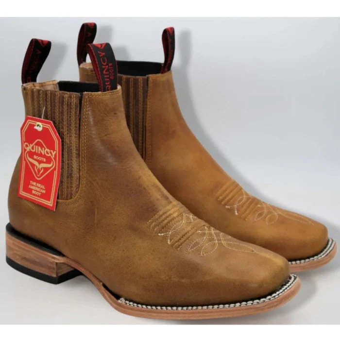 Botin Charro Quincy de Cuero con Punta Cuadrada Color Miel - Image 3