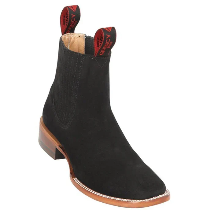 Botines Charros Quincy de Gamuza con Punta Cuadrada Negro - Image 11