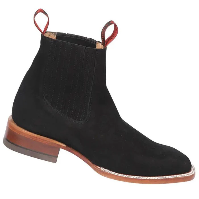 Botines Charros Quincy de Gamuza con Punta Cuadrada Negro - Image 4