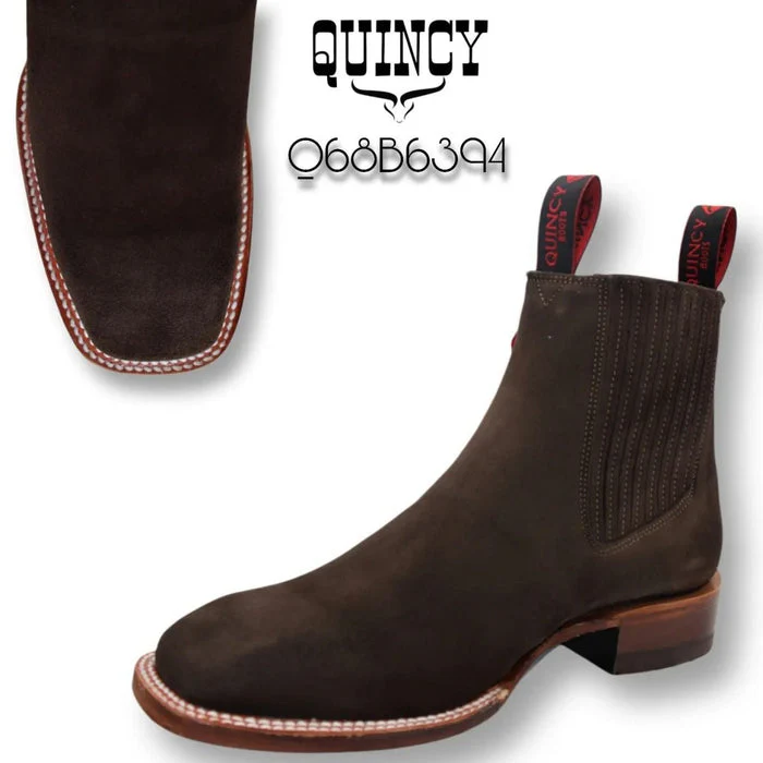Botines Charros Quincy de Gamuza con Punta Cuadrada Color Chocolate - Image 2