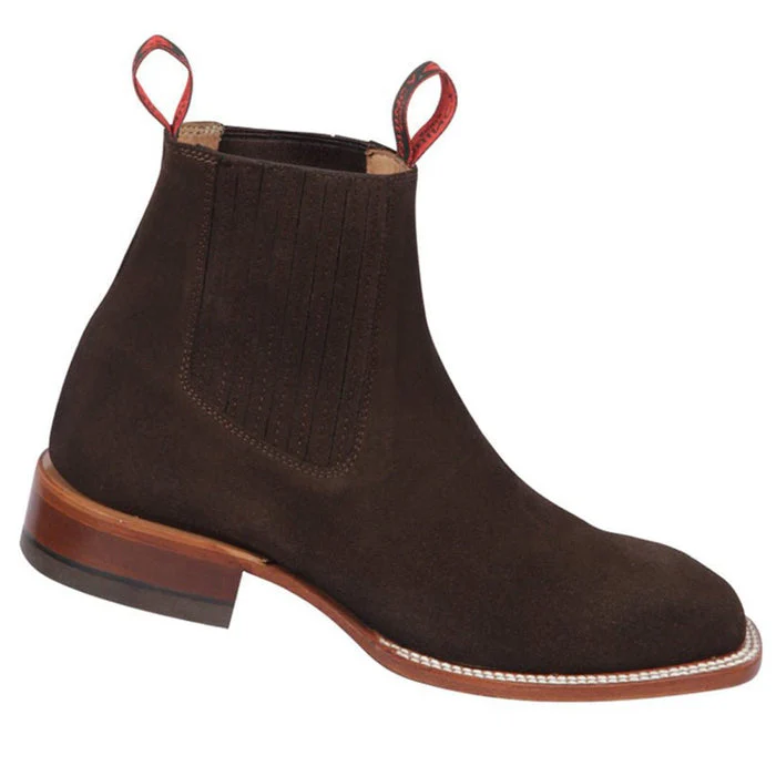 Botines Charros Quincy de Gamuza con Punta Cuadrada Color Chocolate - Image 3