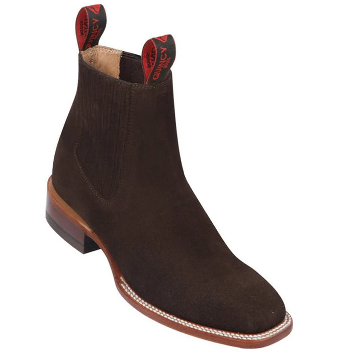 Botines Charros Quincy de Gamuza con Punta Cuadrada Color Chocolate - Image 4