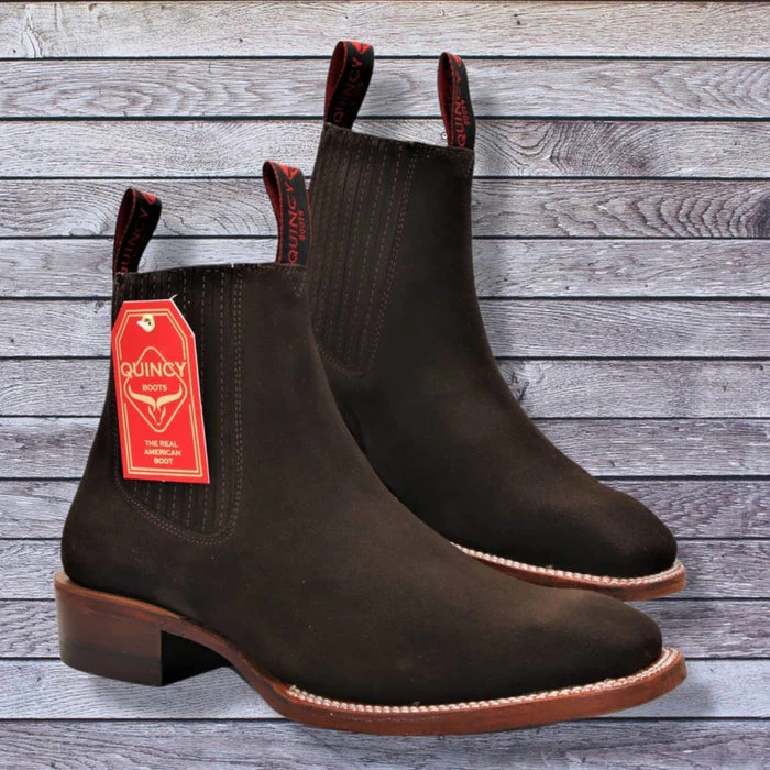 Botines Charros Quincy de Gamuza con Punta Cuadrada Color Chocolate - Image 7