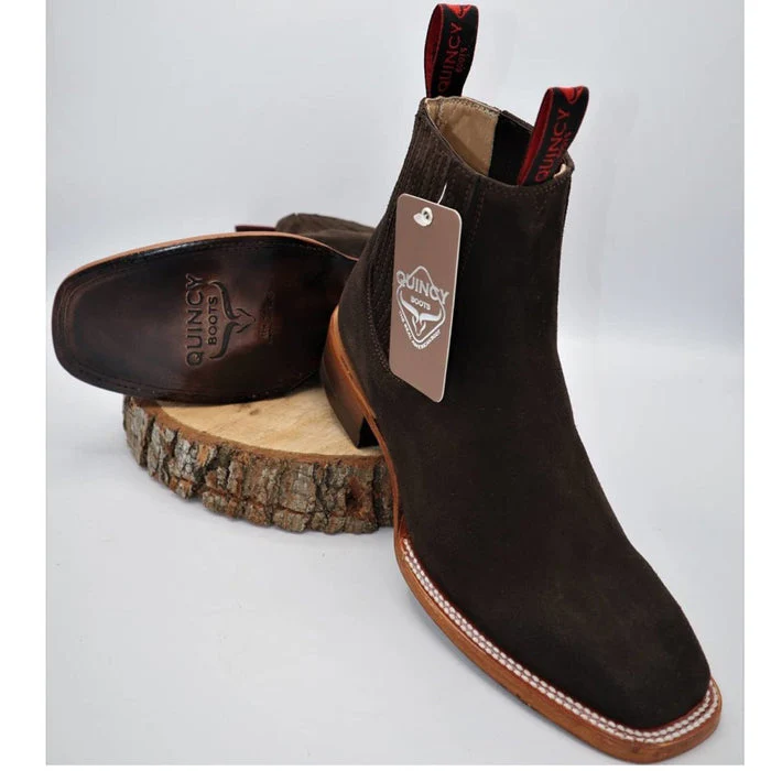 Botines Charros Quincy de Gamuza con Punta Cuadrada Color Chocolate - Image 9