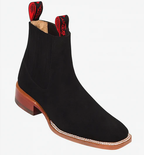 Botines Charros Quincy de Gamuza con Punta Cuadrada Color Negro - Image 7