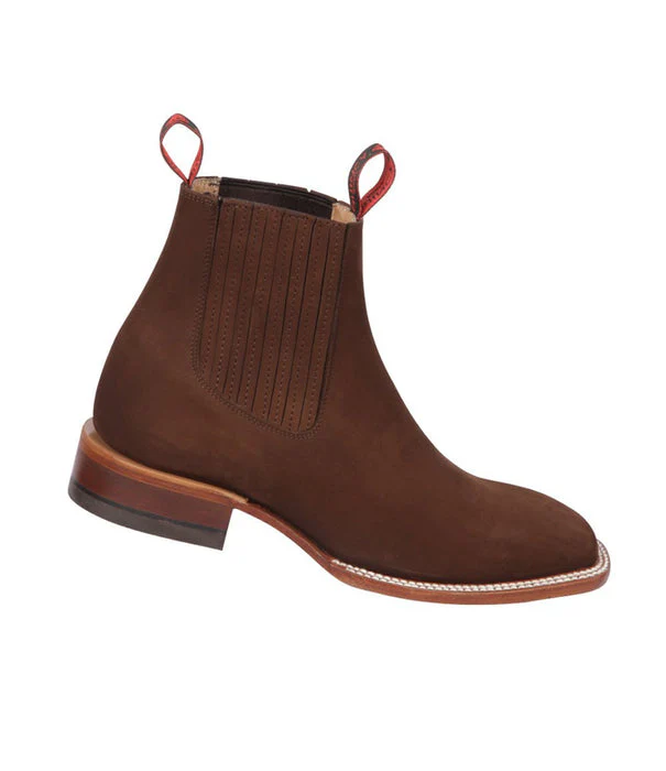 Botines Charros Quincy de Gamuza con Punta Cuadrada Cafe - Image 3