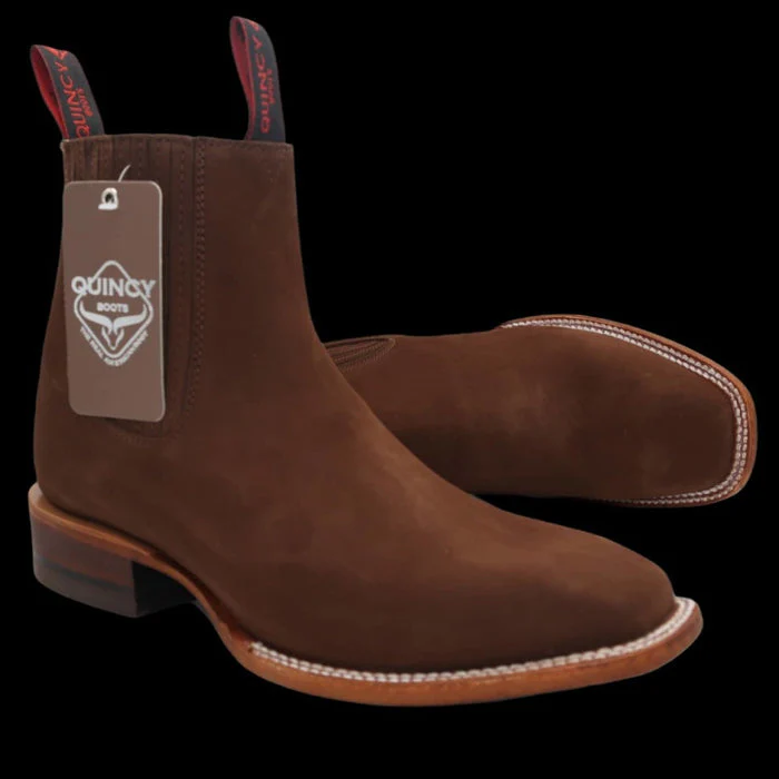 Botines Charros Quincy de Gamuza con Punta Cuadrada Cafe - Image 5