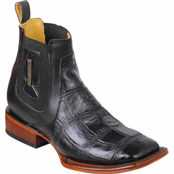 Botin de Cocodrilo Grabado con Punta Cuadrada