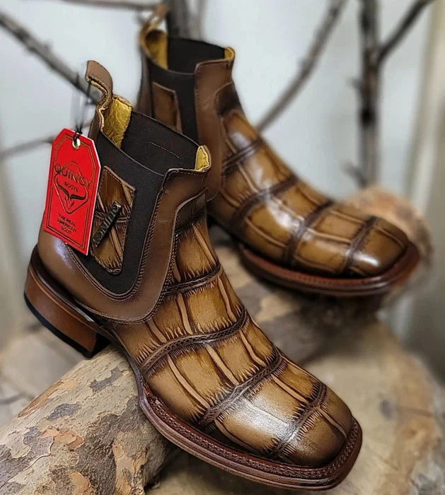 Botin de Cocodrilo Grabado con Punta Cuadrada - Image 6