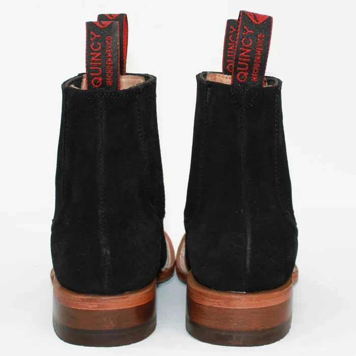 Botines Charros de Gamuza Punta Cuadrada para Joven Color Negro - Image 3