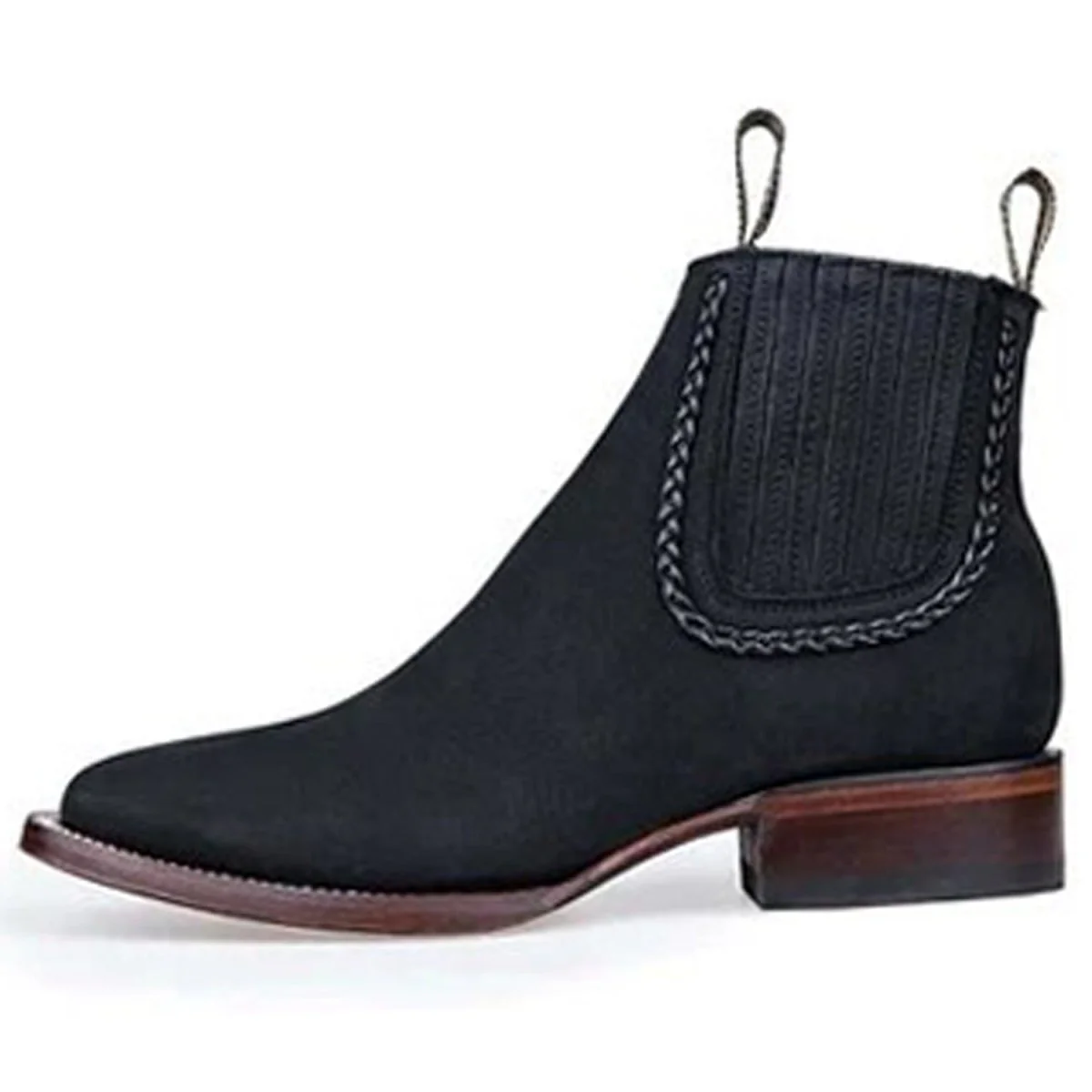 Botines Charros de Gamuza Punta Cuadrada para Mujer Color Negro LAB-32B6305 - Image 2