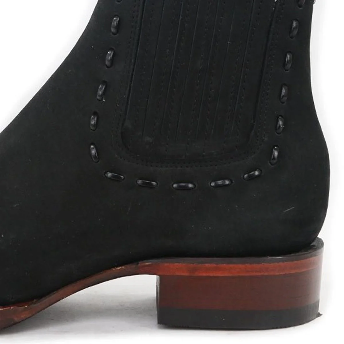 Botines Charros de Gamuza Punta Cuadrada para Mujer Color Negro LAB-32B6305 - Image 4