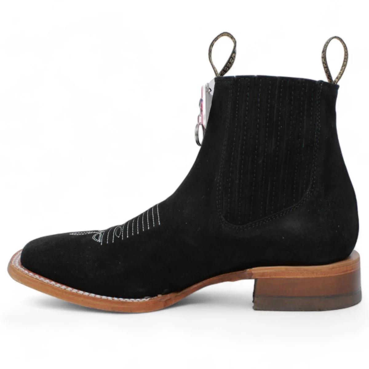 Botines Charros de Gamuza Punta Cuadrada para Mujer Color Negro Q82BJ6305 - Image 4