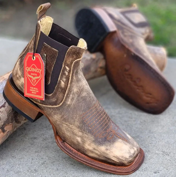 Botines Charros Quincy con Punta Cuadrada Color Miel - Image 6