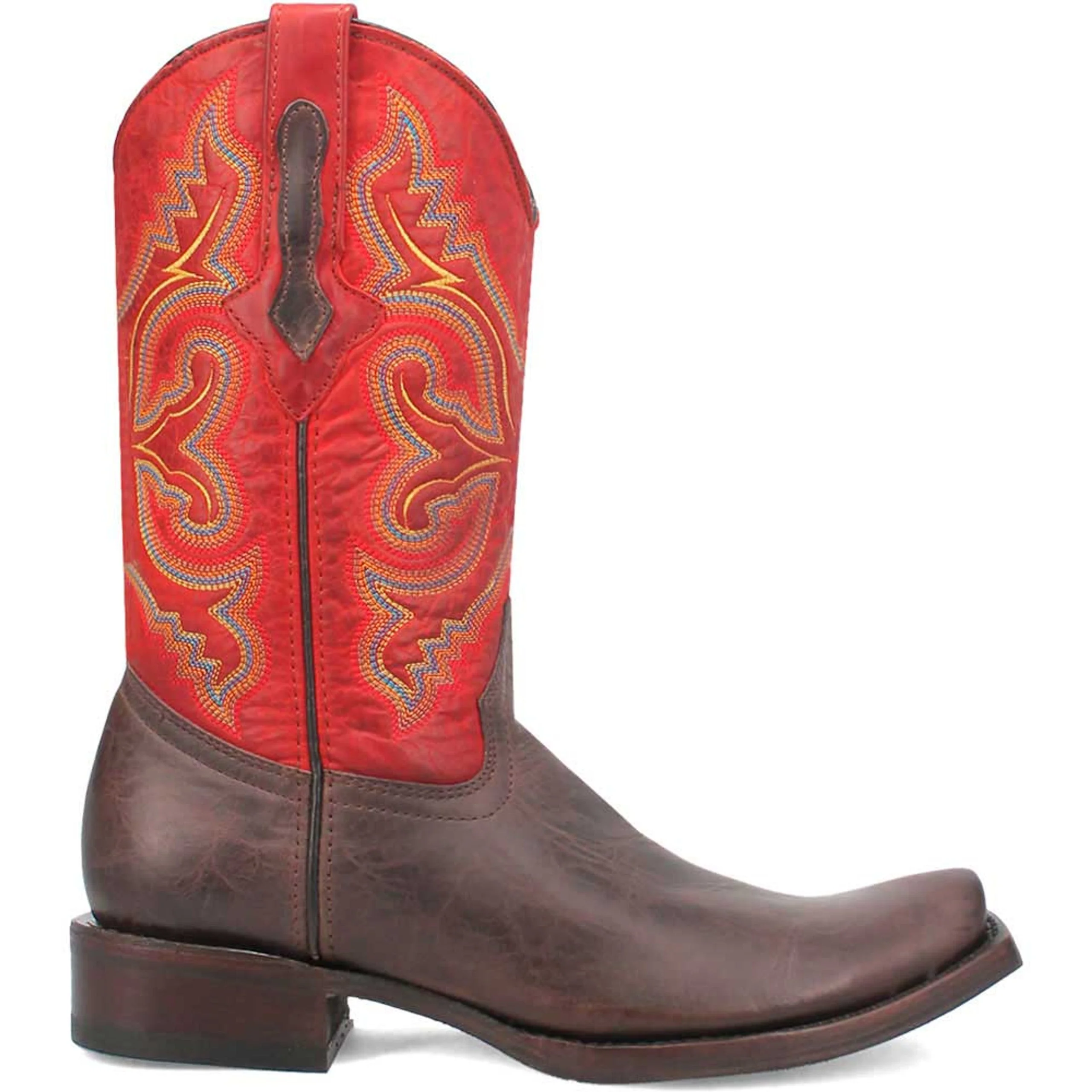 Dingo Brown and Red Snoot Toe Leather Western Boots - Image 2