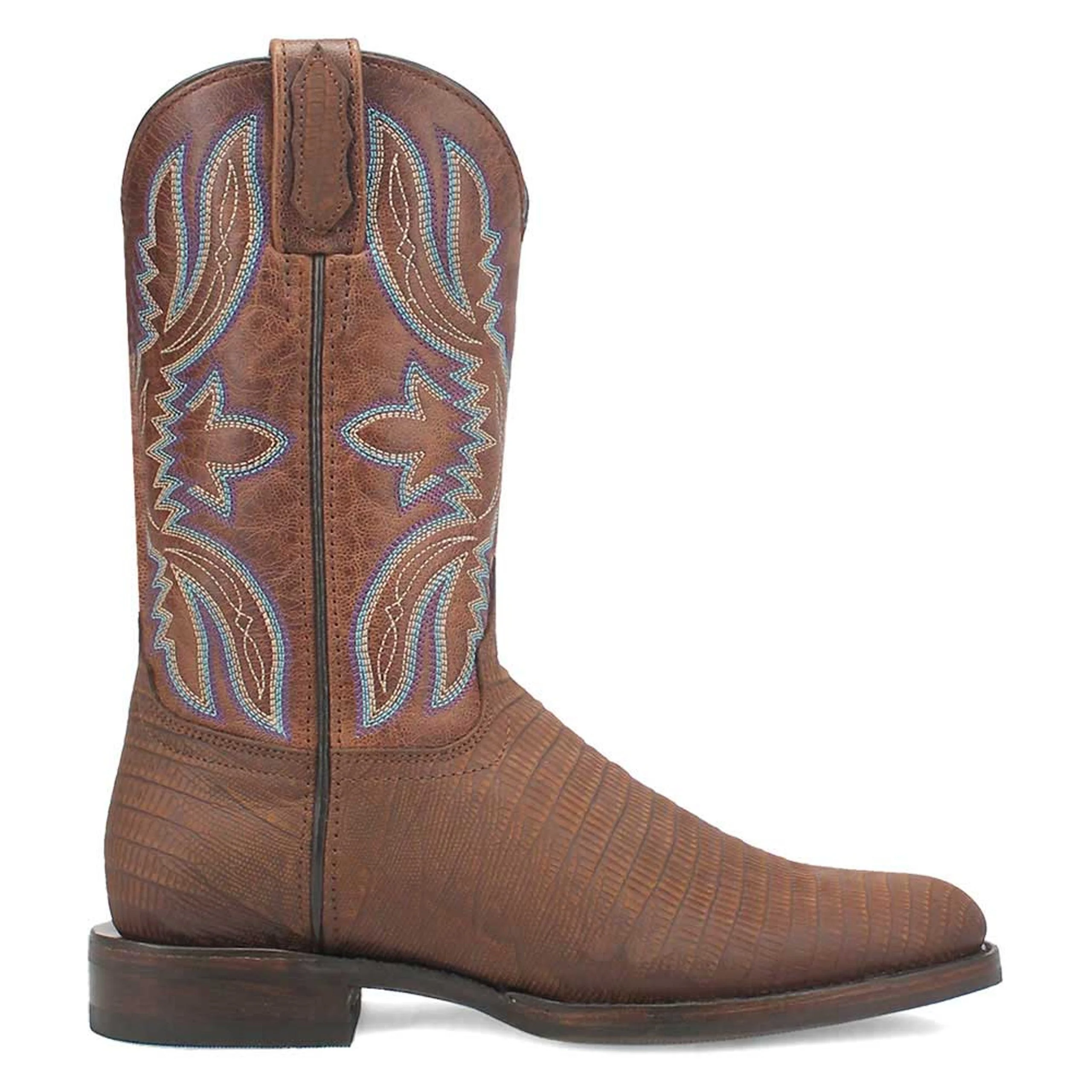 Dingo Brown Lizard Print Snip Toe Leather Boots - Image 3