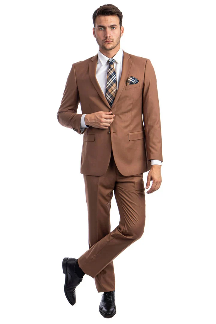 Brown Wedding Suit - Jacket + Pants - Brown Tuxedo - Brown Groomsmen  Notch Lapel Suit - Image 2