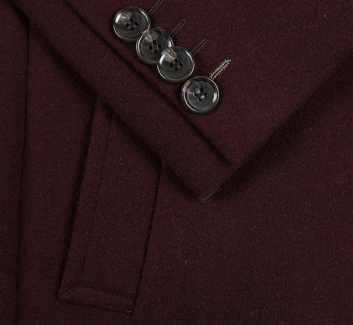 Burgundy Fall/Winter Essential Slim Fit Overcoat Wool Blend - Image 3