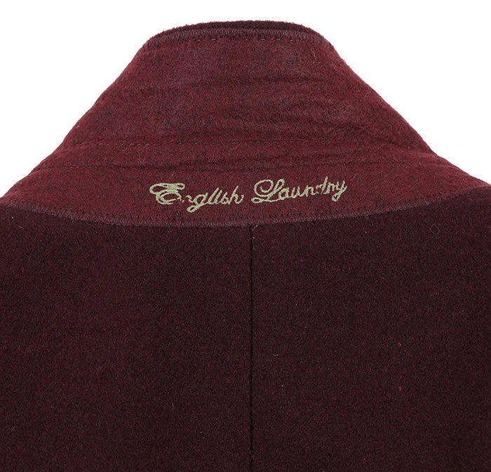 Burgundy Fall/Winter Essential Slim Fit Overcoat Wool Blend - Image 4