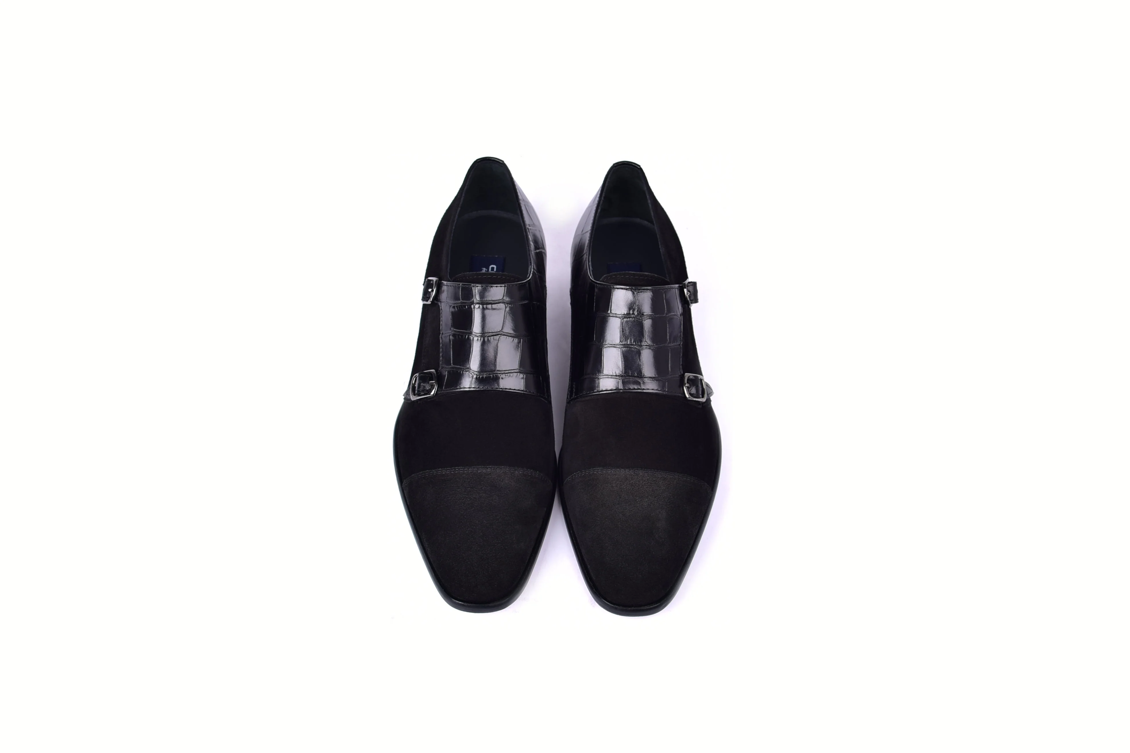 C00017-6433 Cap toe Monk strap-Black Suede - Image 4