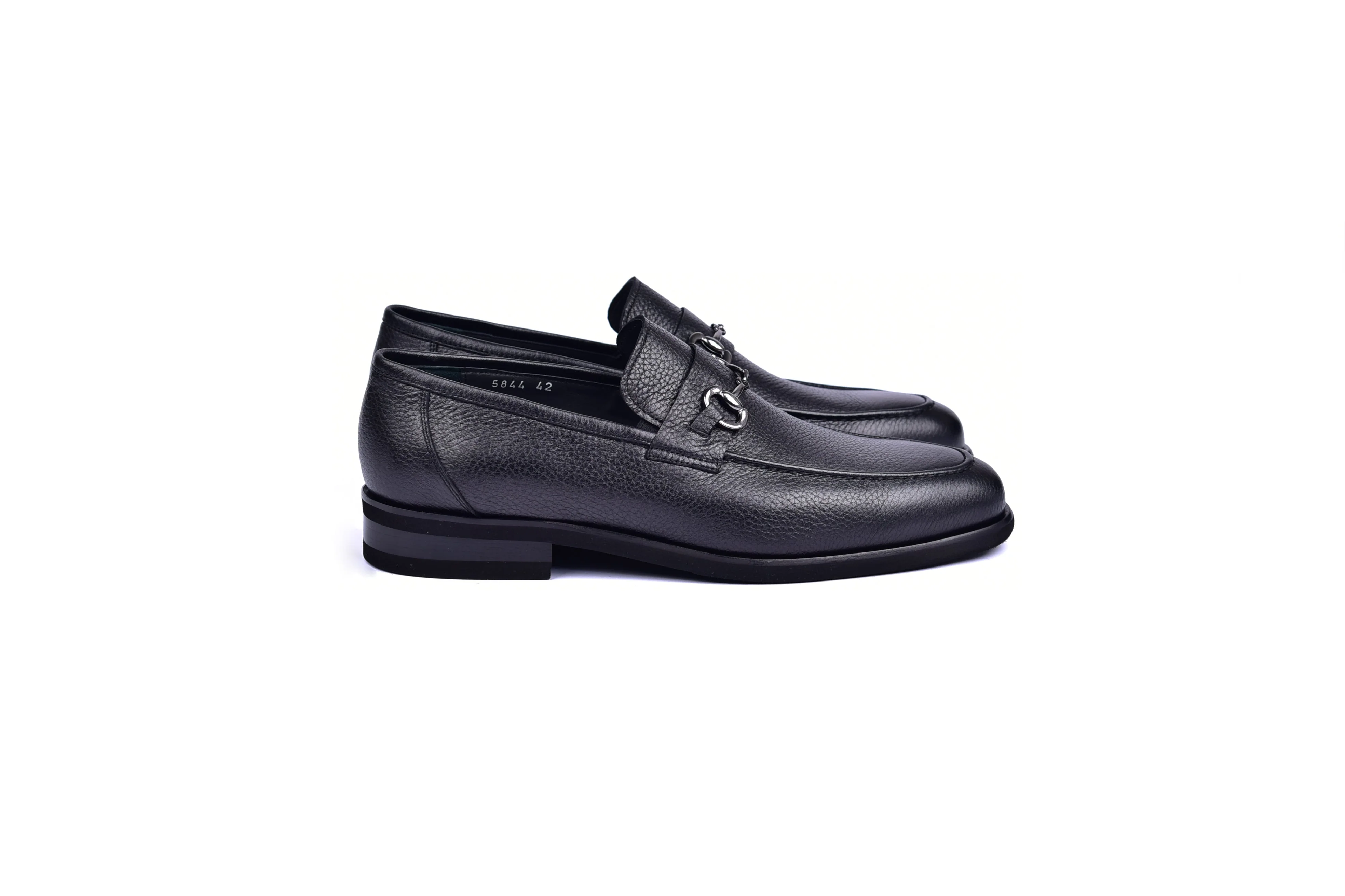 C001103-5844 Deer Skin Buckle Loafer- Black - Image 2