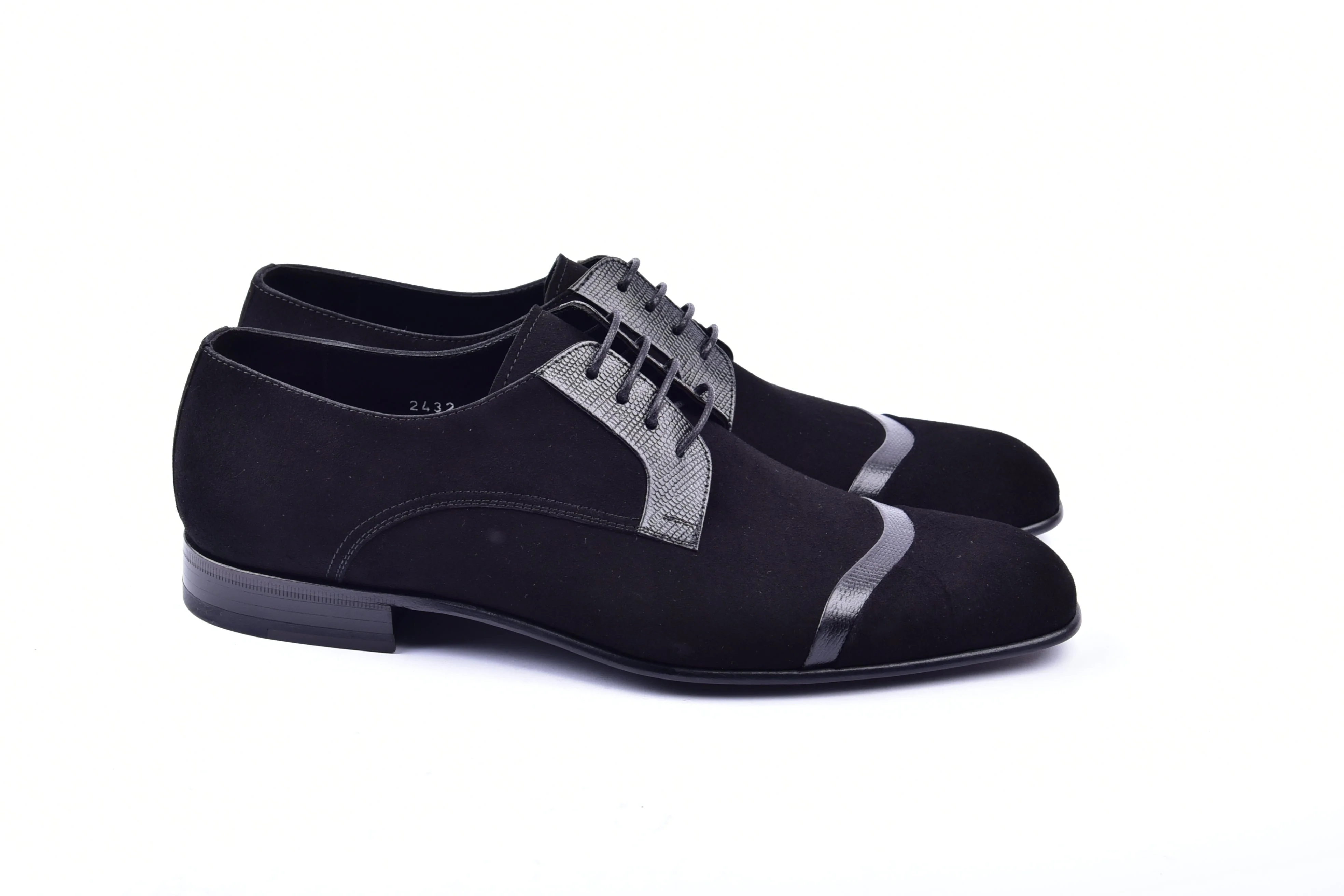 C001403-2432 Cap toe Suede and lizard- Black - Image 2