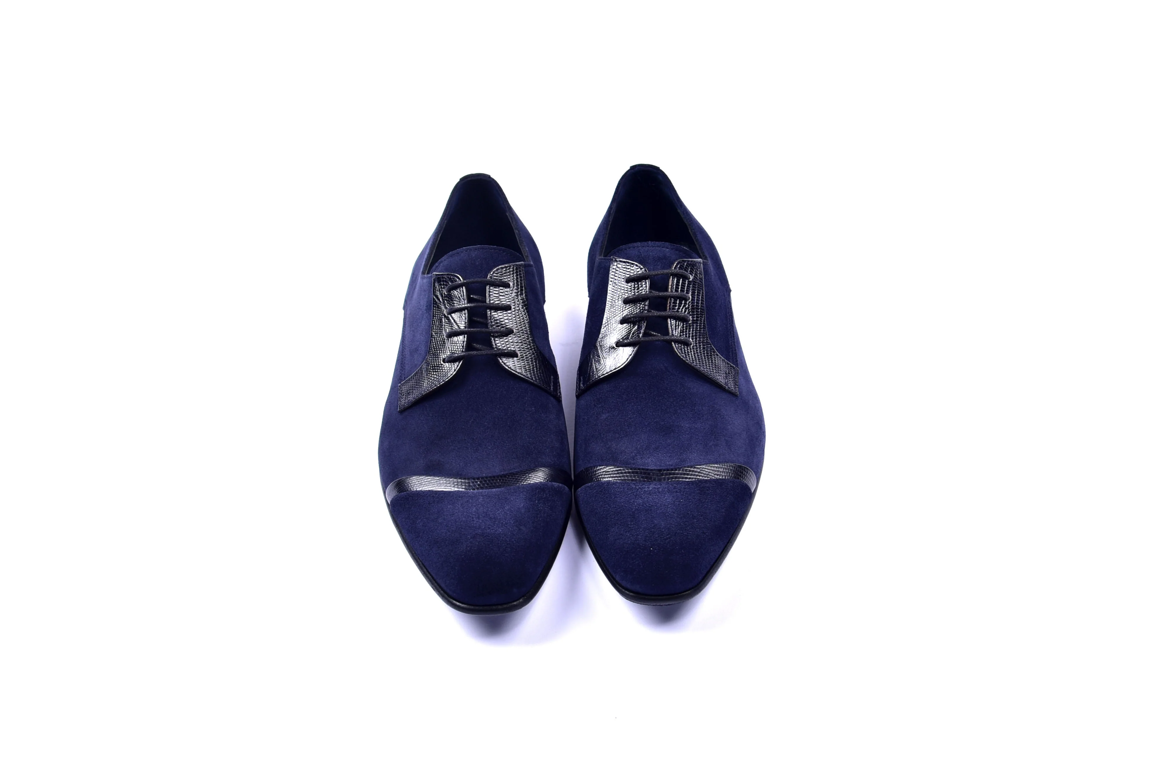 C0014031-2432 Cap toe Suede and lizard- Navy - Image 4