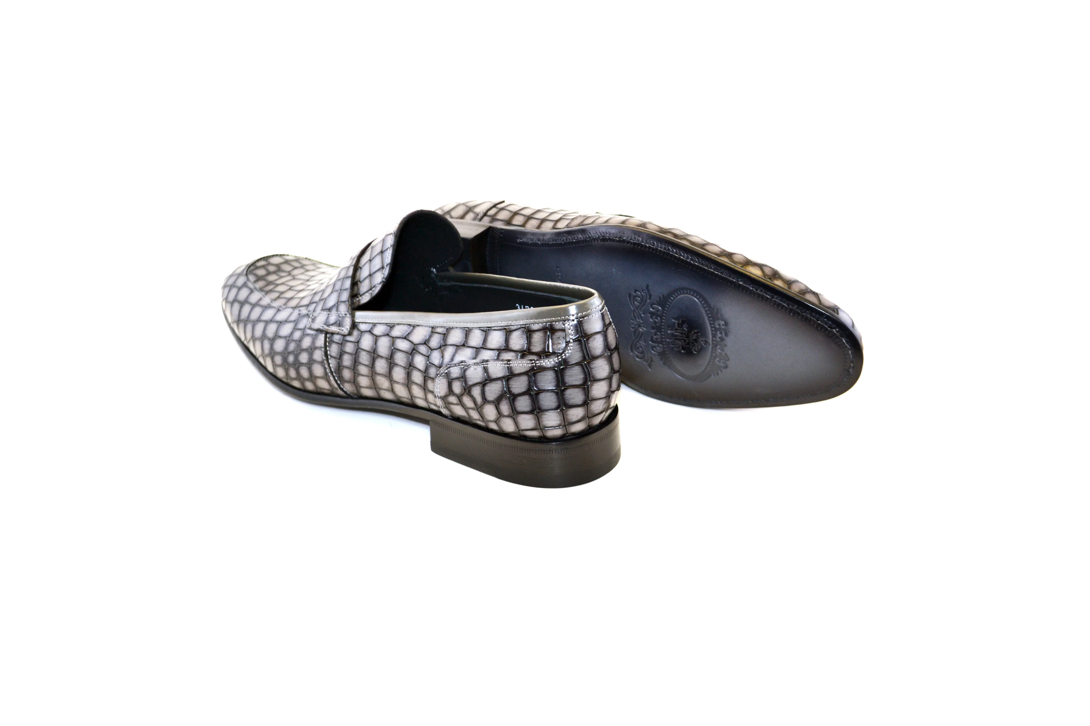 C017-3470C Croco Leather loafer- Grey - Image 3