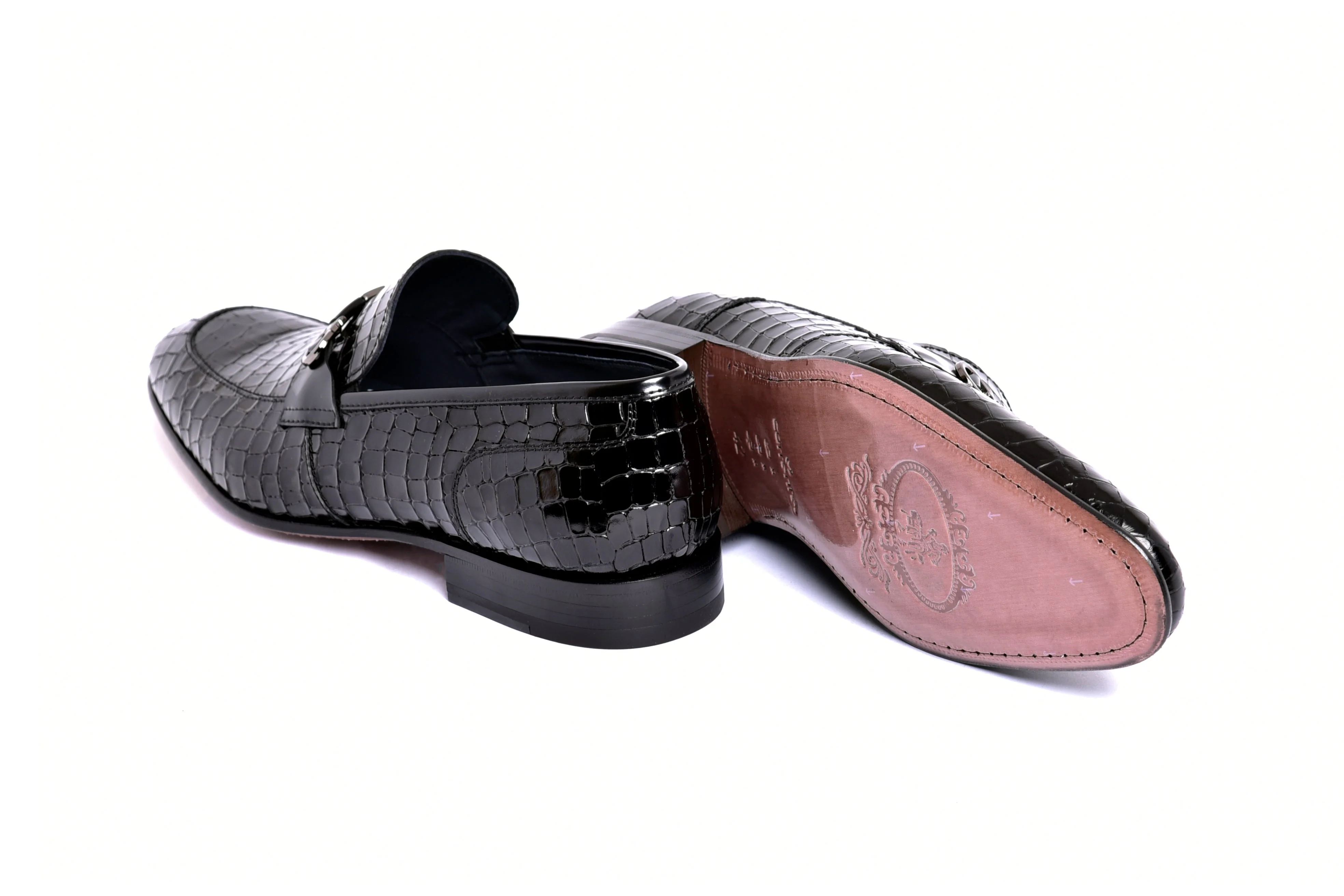 C01707-3470BC Croco Leather with Buckle-Black - Image 3