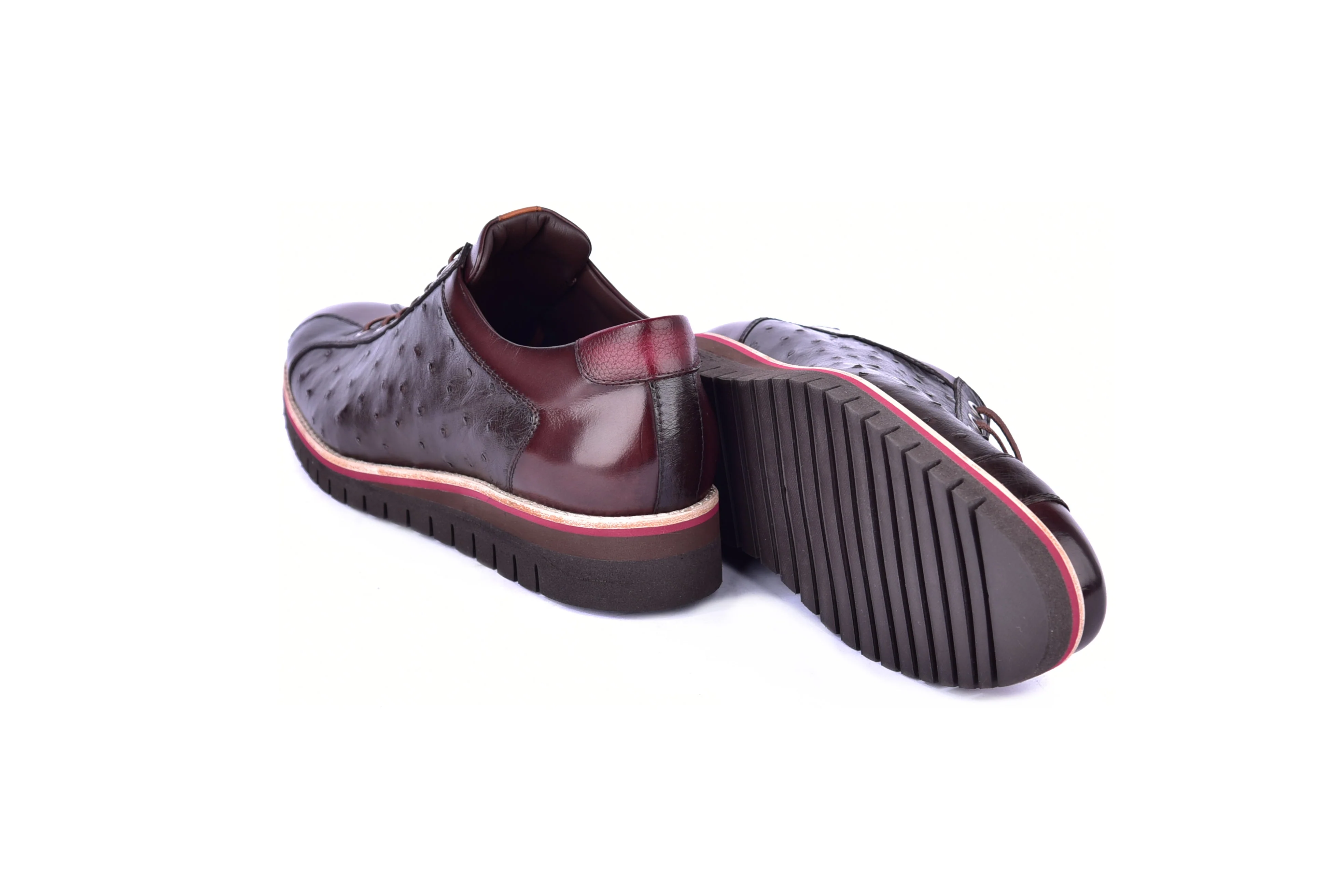C21101-4005-OSt Genuine Ostrich Sneaker-Brown - Image 3