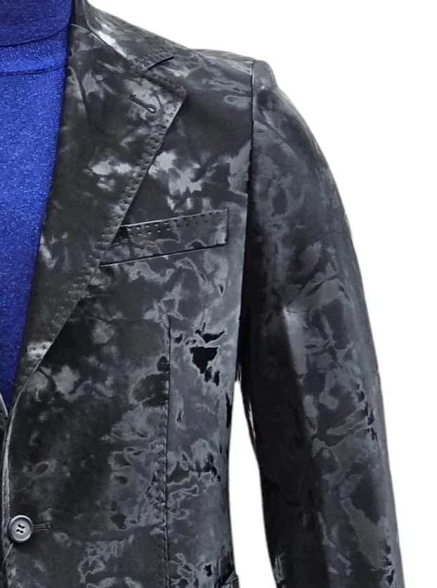 Camouflage Design Two Piece Slim Fit Suit Black - Image 2
