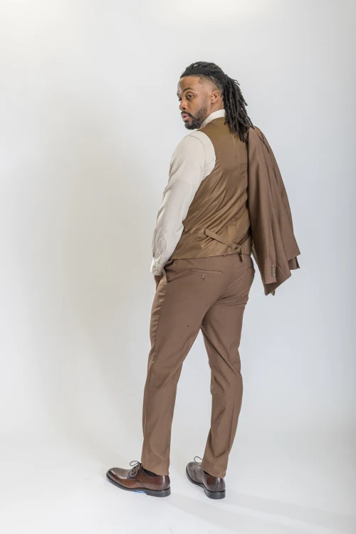 Caravelli Suit - Designer Caravelli Jacket and Pants in Color Solid Brown - Image 5