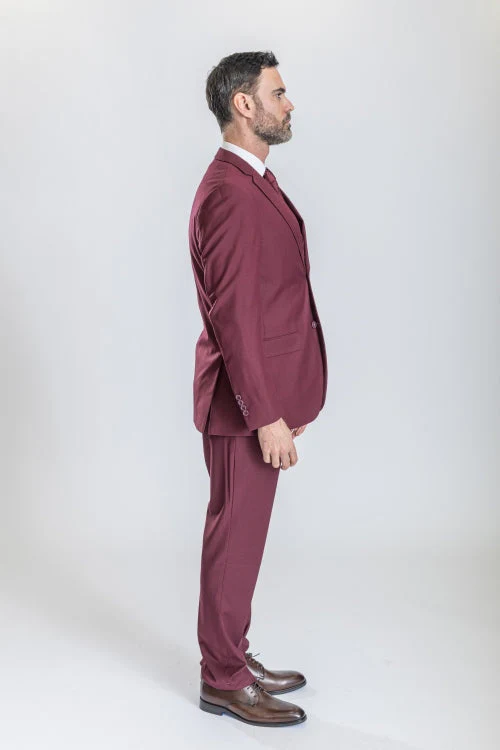 Caravelli Suit - Designer Caravelli Jacket and Pants in Color Solid Burgundy - Image 3