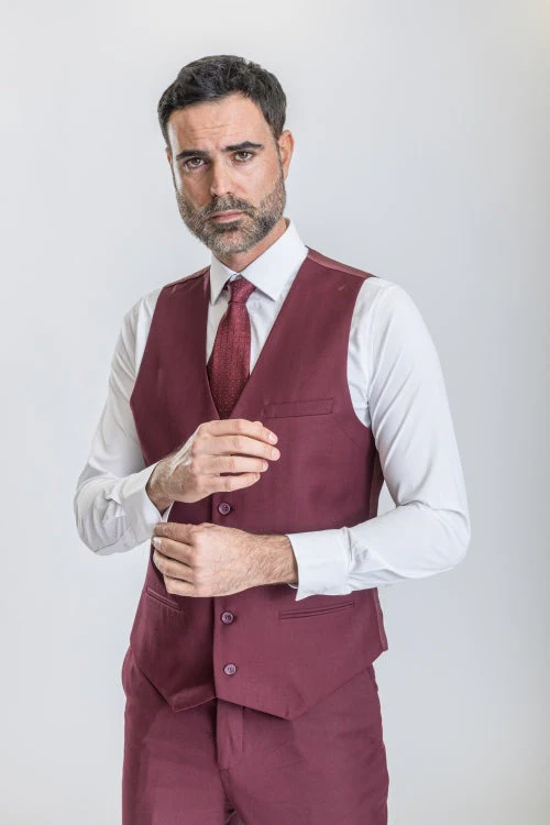 Caravelli Suit - Designer Caravelli Jacket and Pants in Color Solid Burgundy - Image 6