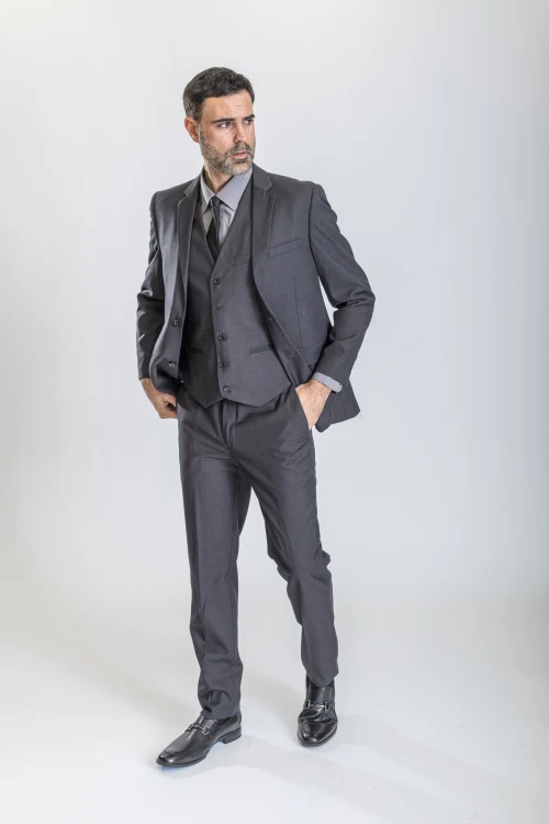Caravelli Suit - Designer Caravelli Jacket and Pants in Color Solid Charcoal - Image 3