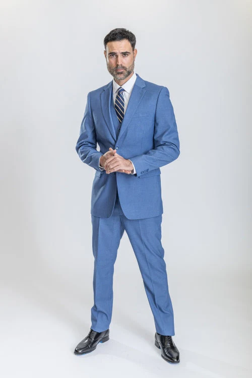 Caravelli Suit - Designer Caravelli Jacket and Pants in Color Solid Powder Blue - Image 3