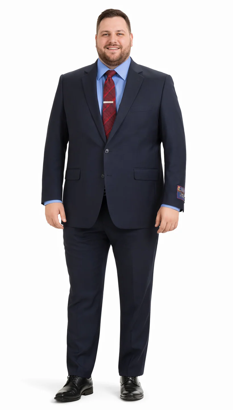 Carlo Lusso Navy Two-button Poly Blend Suit - Image 5