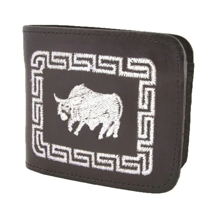 Cartera Cuero Bordada