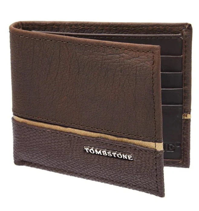 Cartera de Cuero Original Tejida Tombstone Color Cafe Oscuro